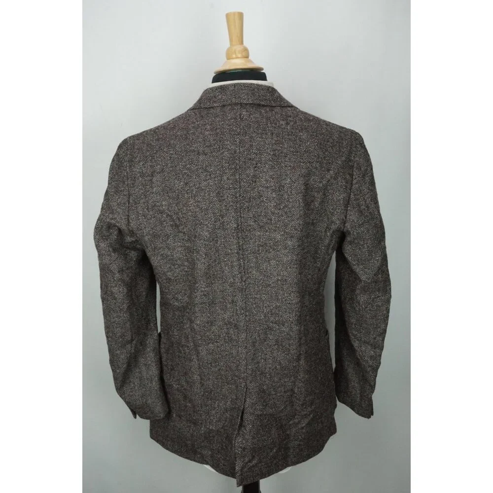 Ermenegildo Zegna Gray Black Herringbone Elbow Pad Sport Coat Jacket Sz 46R